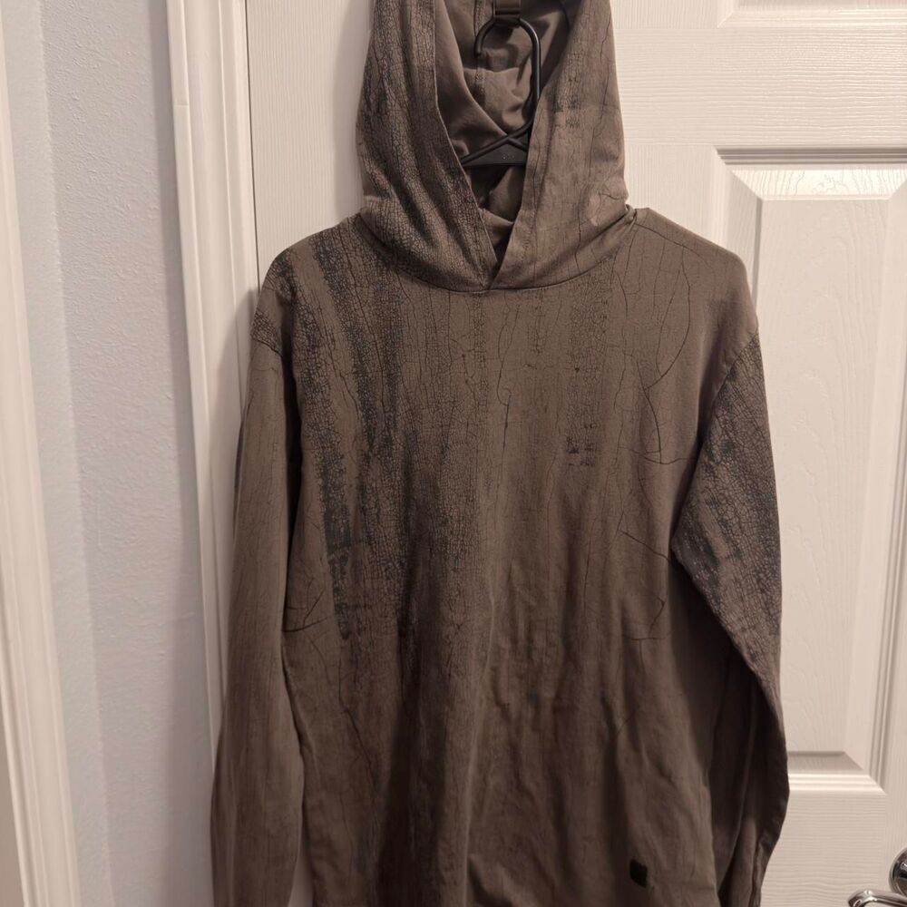 (2009-2013) Marc Ecko Cut & Sew Crackle-Print Hoodie - Taupe - M